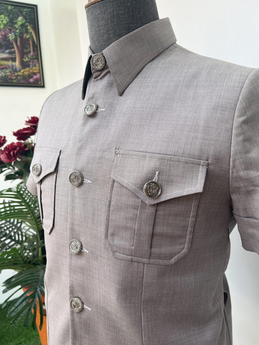 Gray French safari Suit