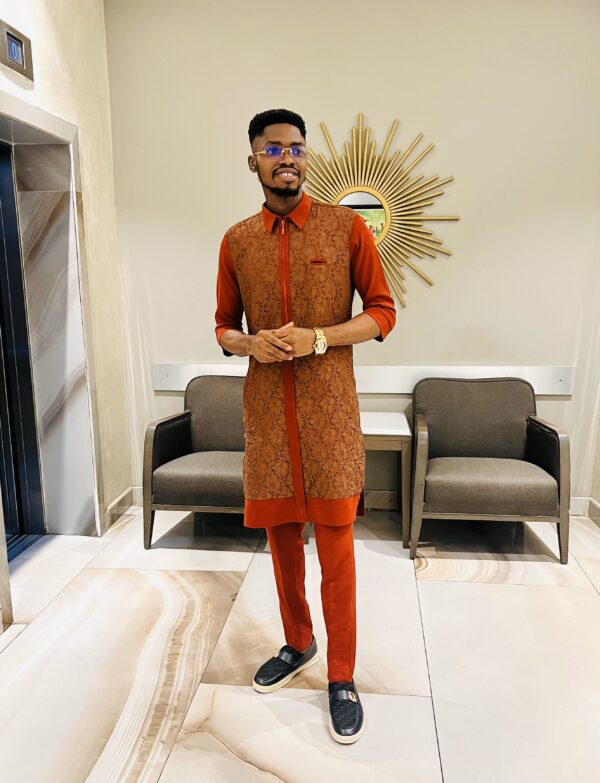 Laced burnt orange kaftan/Native wear