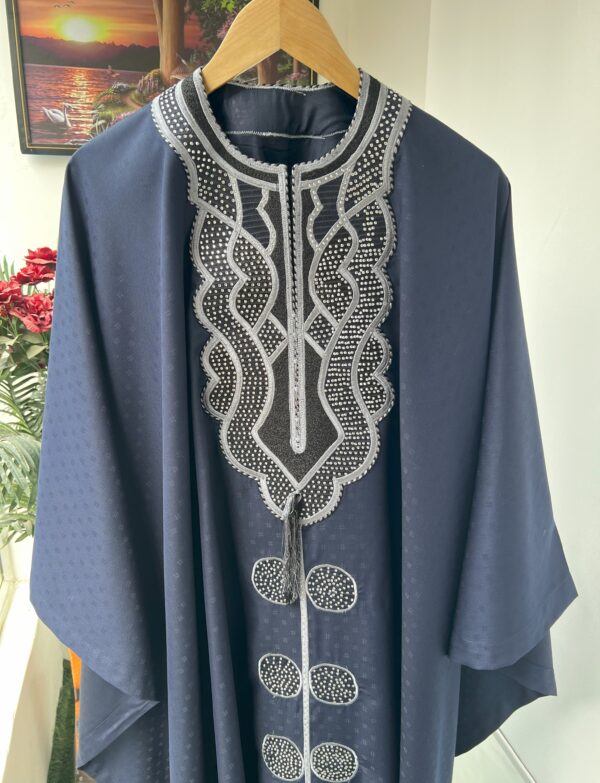 Navy blue embroidered Agbada with touch of stone detailing