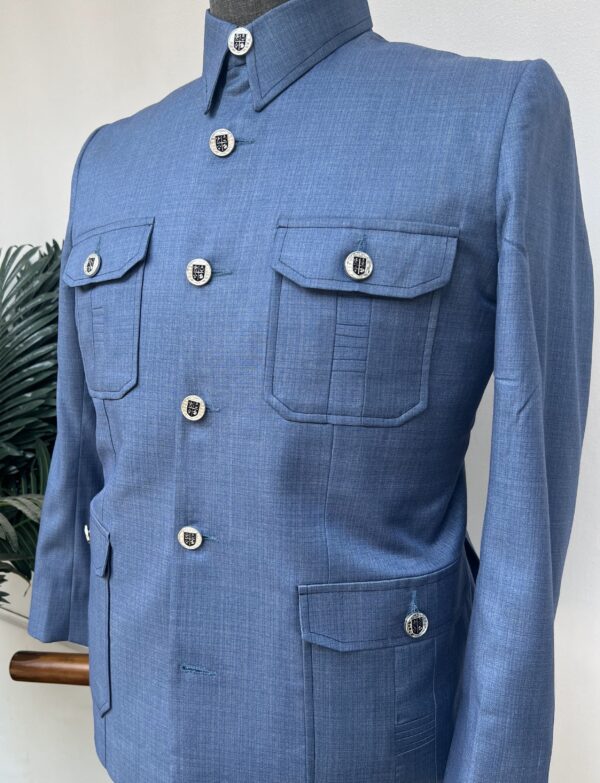 Denim blue French safari suit