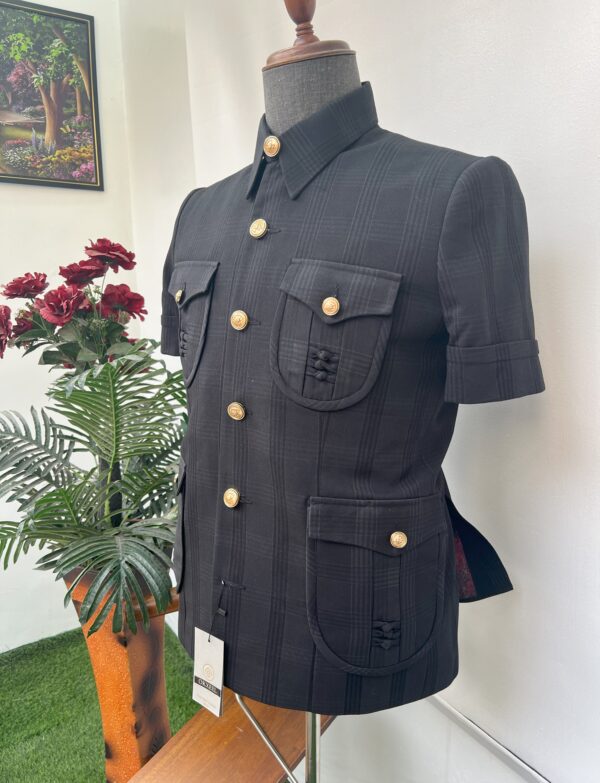 Black Four Pockets French safari suit