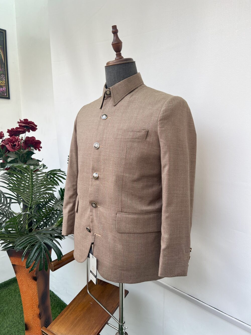 Brown French safari suit