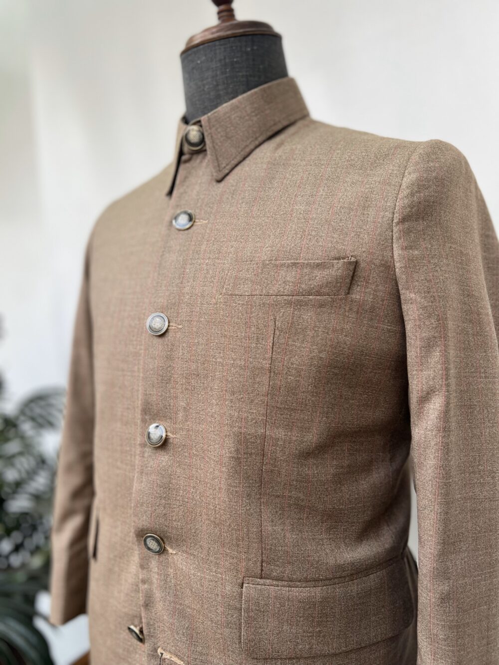 Brown French safari suit