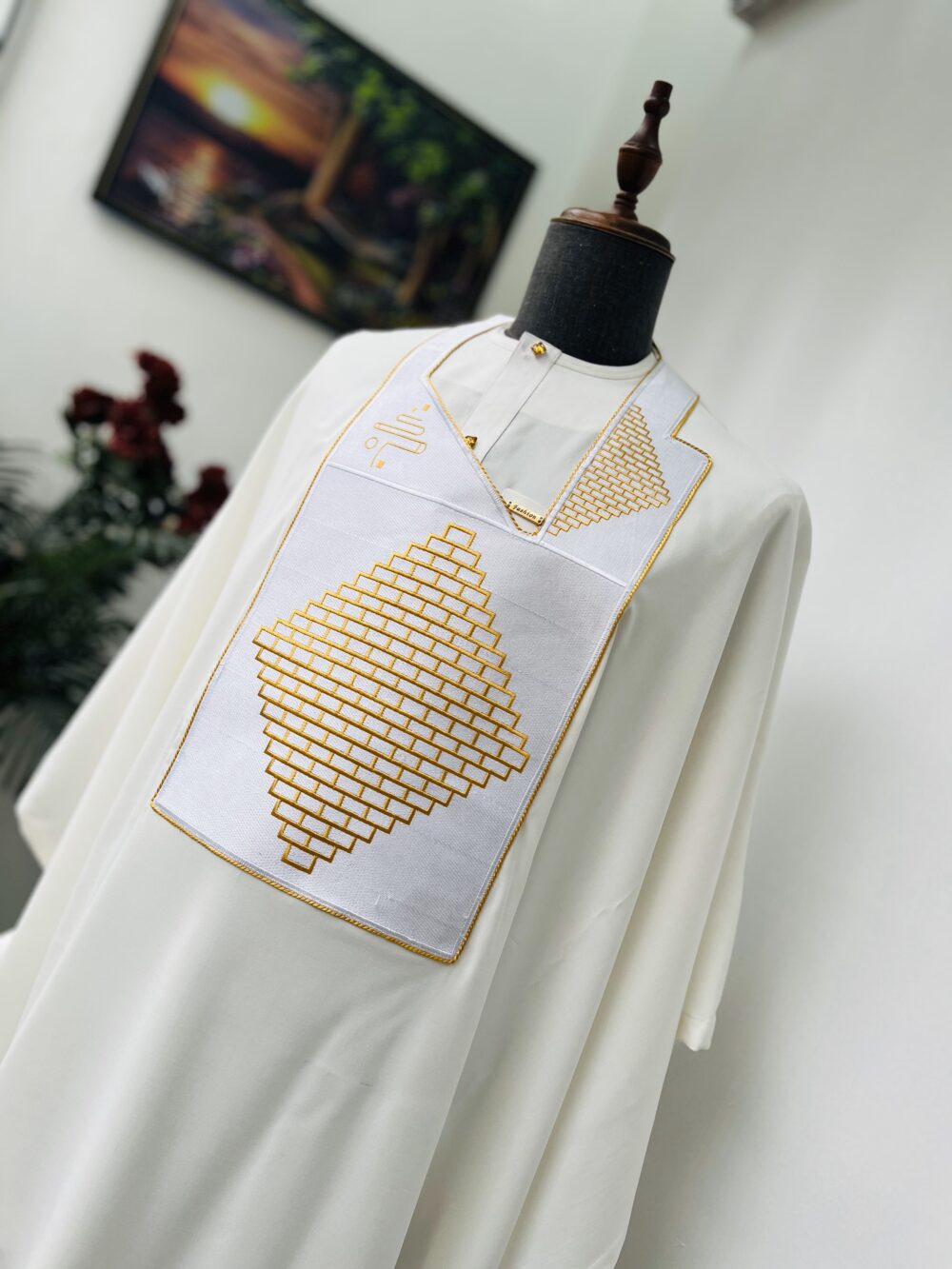 White Gold Monogrammed Agbada