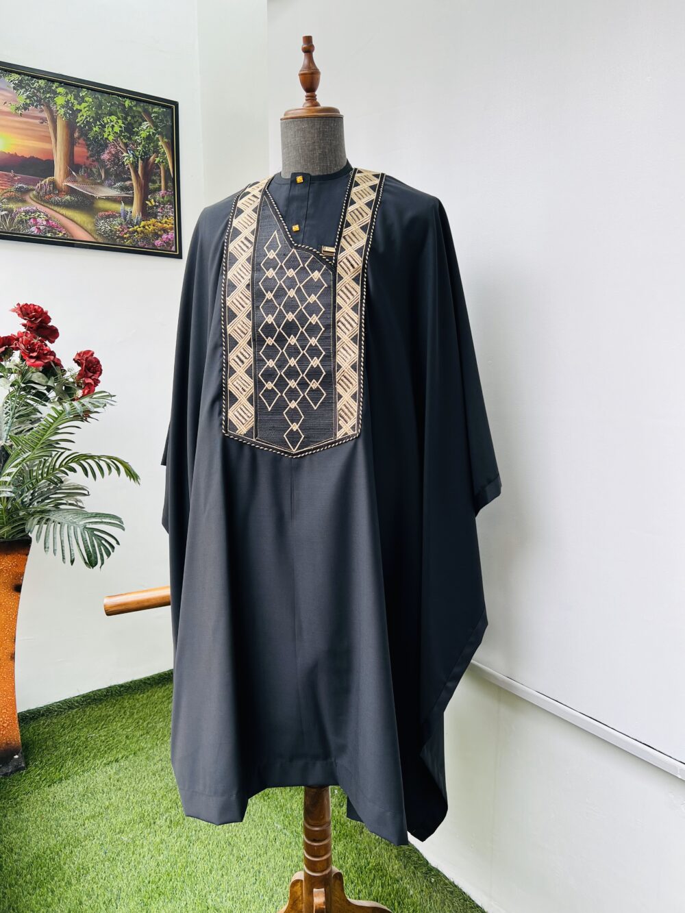 Black golden embroidered Agbada