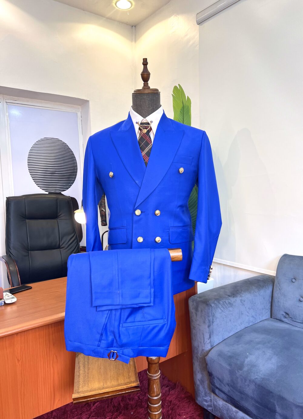 Royal blue double breasted suit