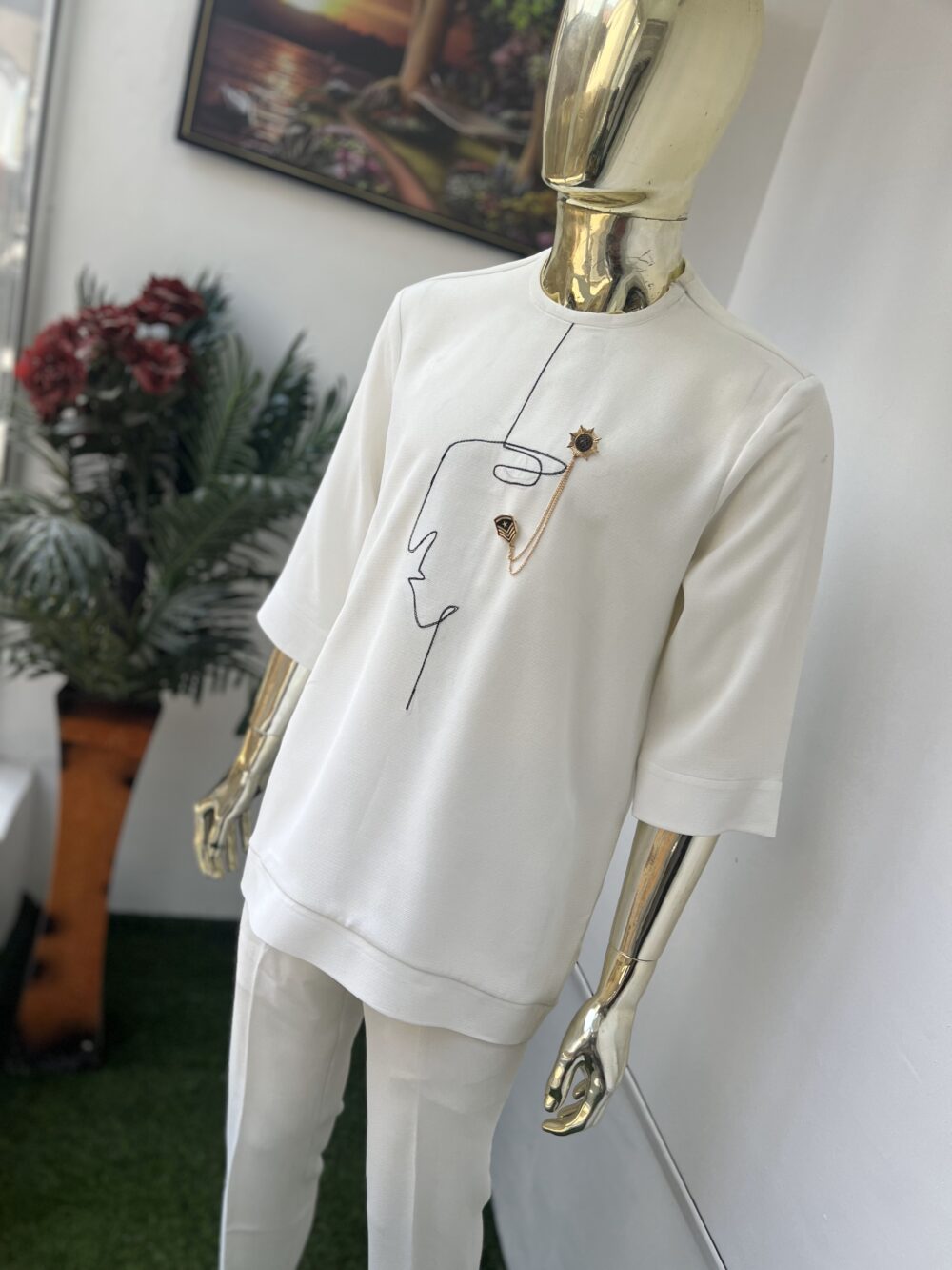 White detailed Kaftan