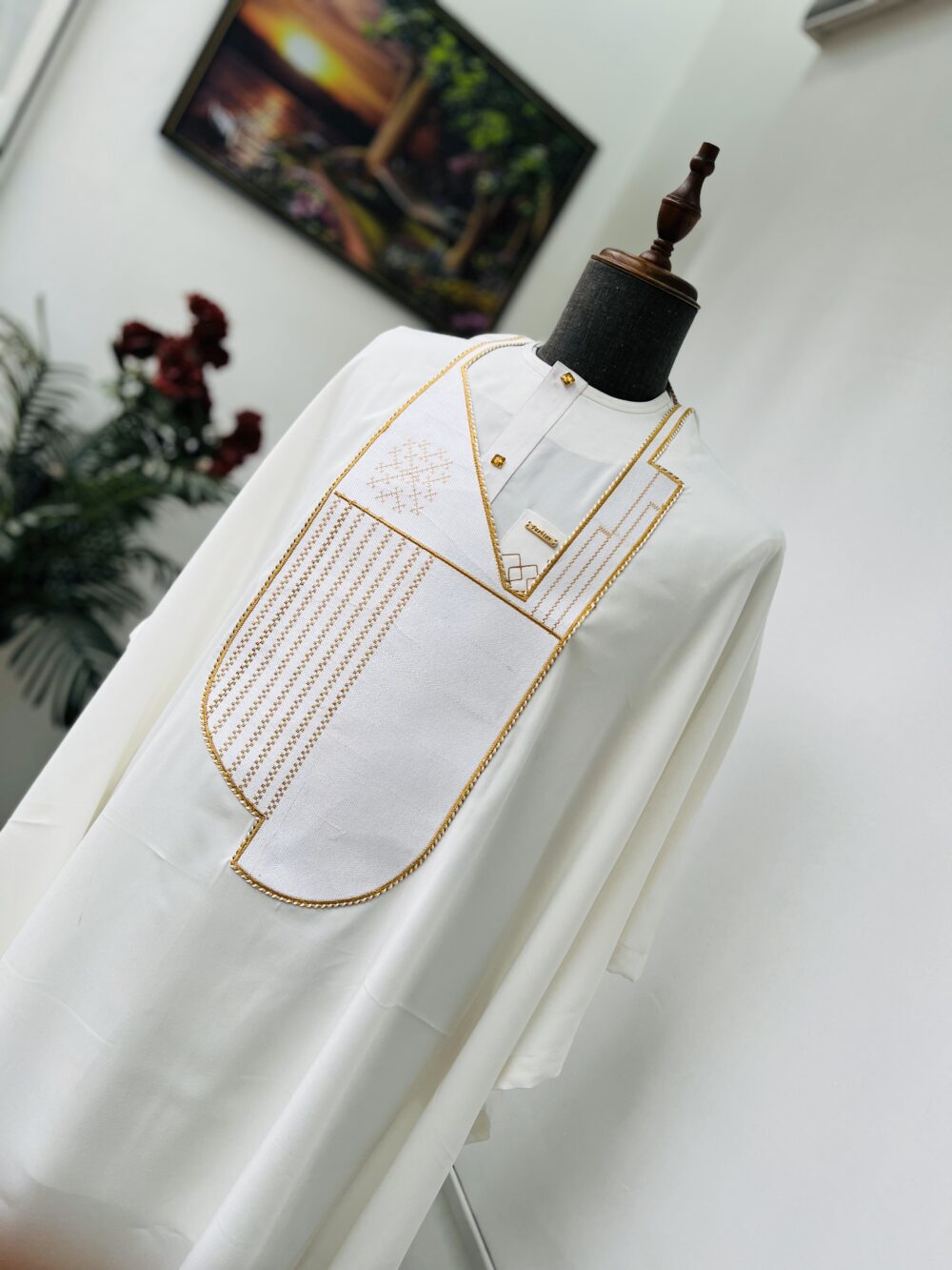 white embroidered Agbada