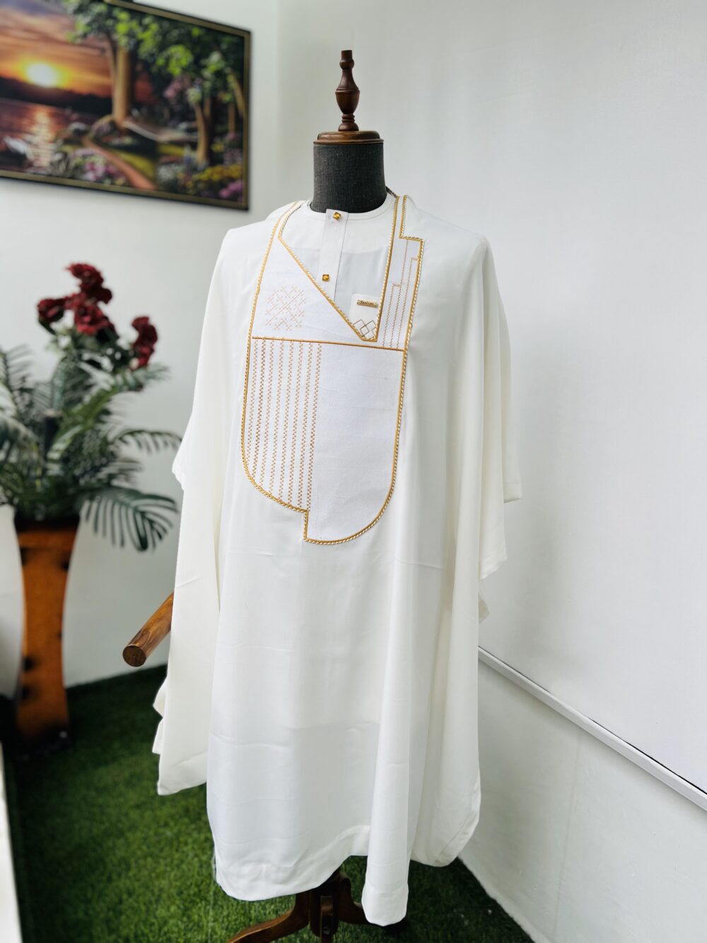 white embroidered Agbada