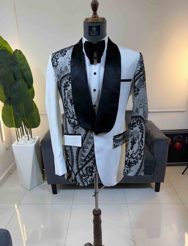 Off-White one-sided balanced embellished tuxedo suit