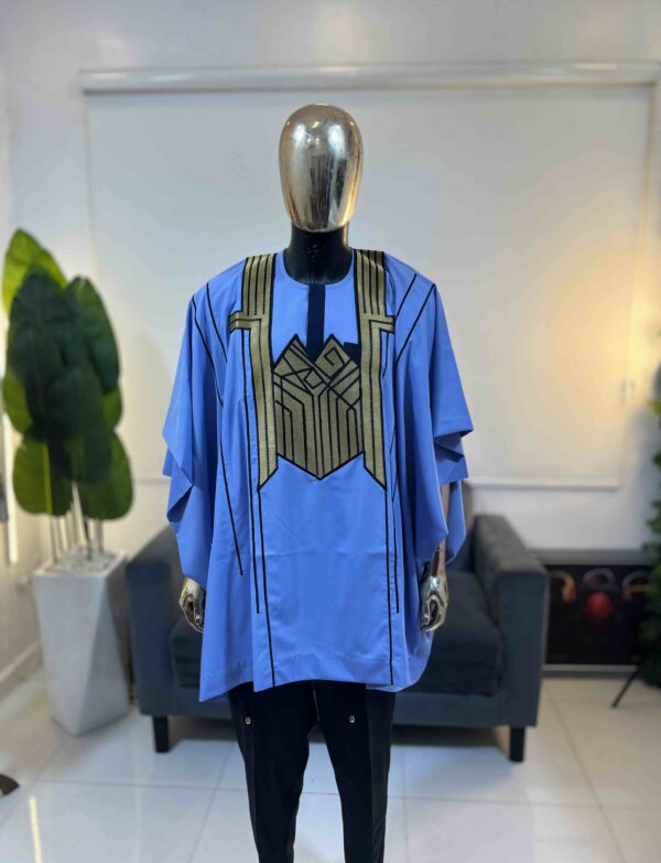 Sky blue African sub-saharan mini agbada