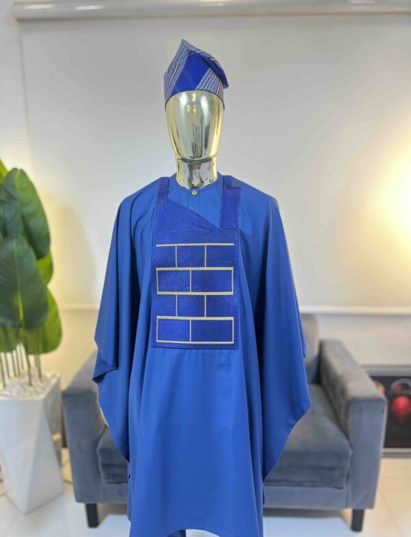 Navy blue embroidered Agbada