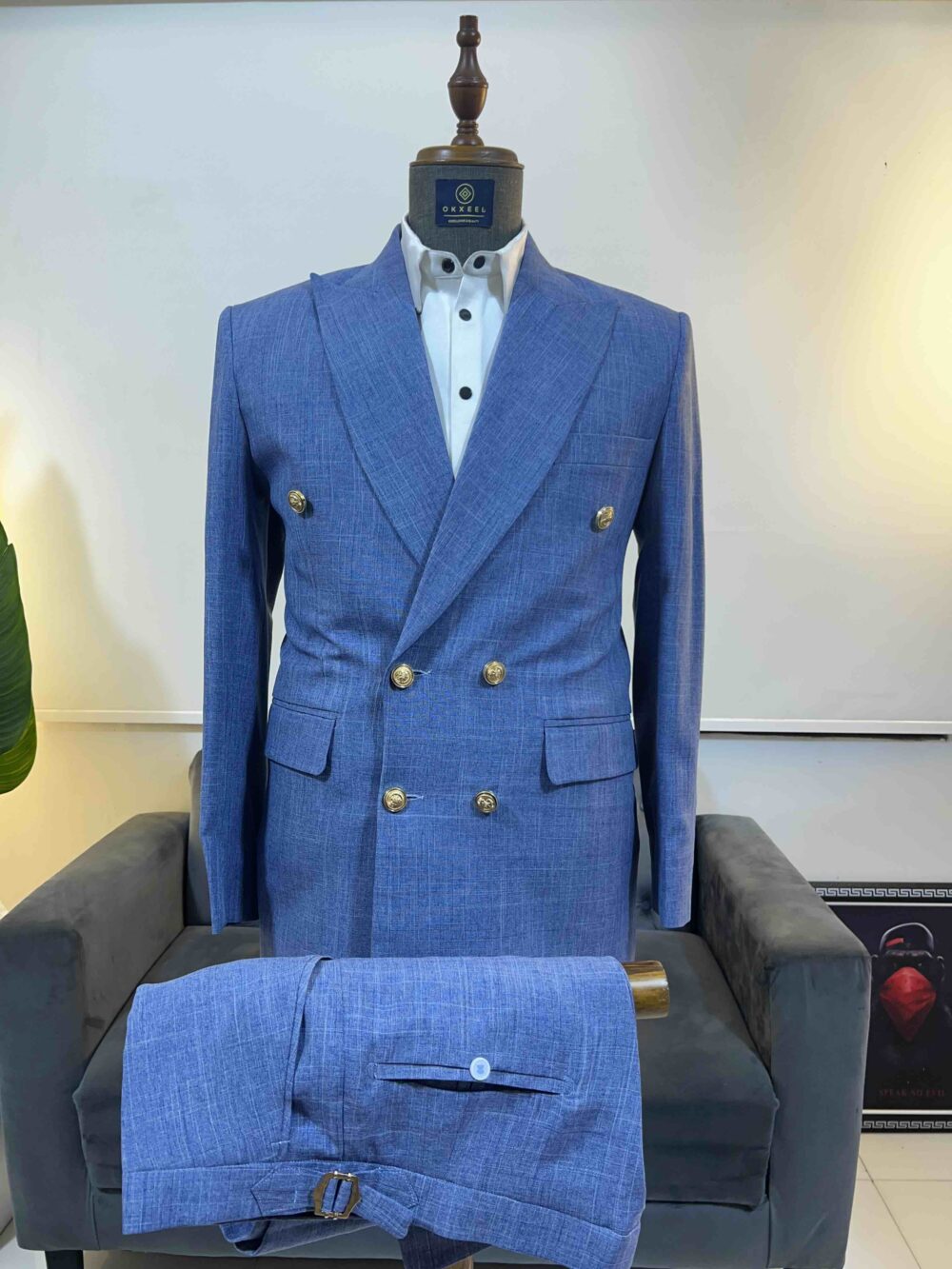 Powdered blue double breasted suit