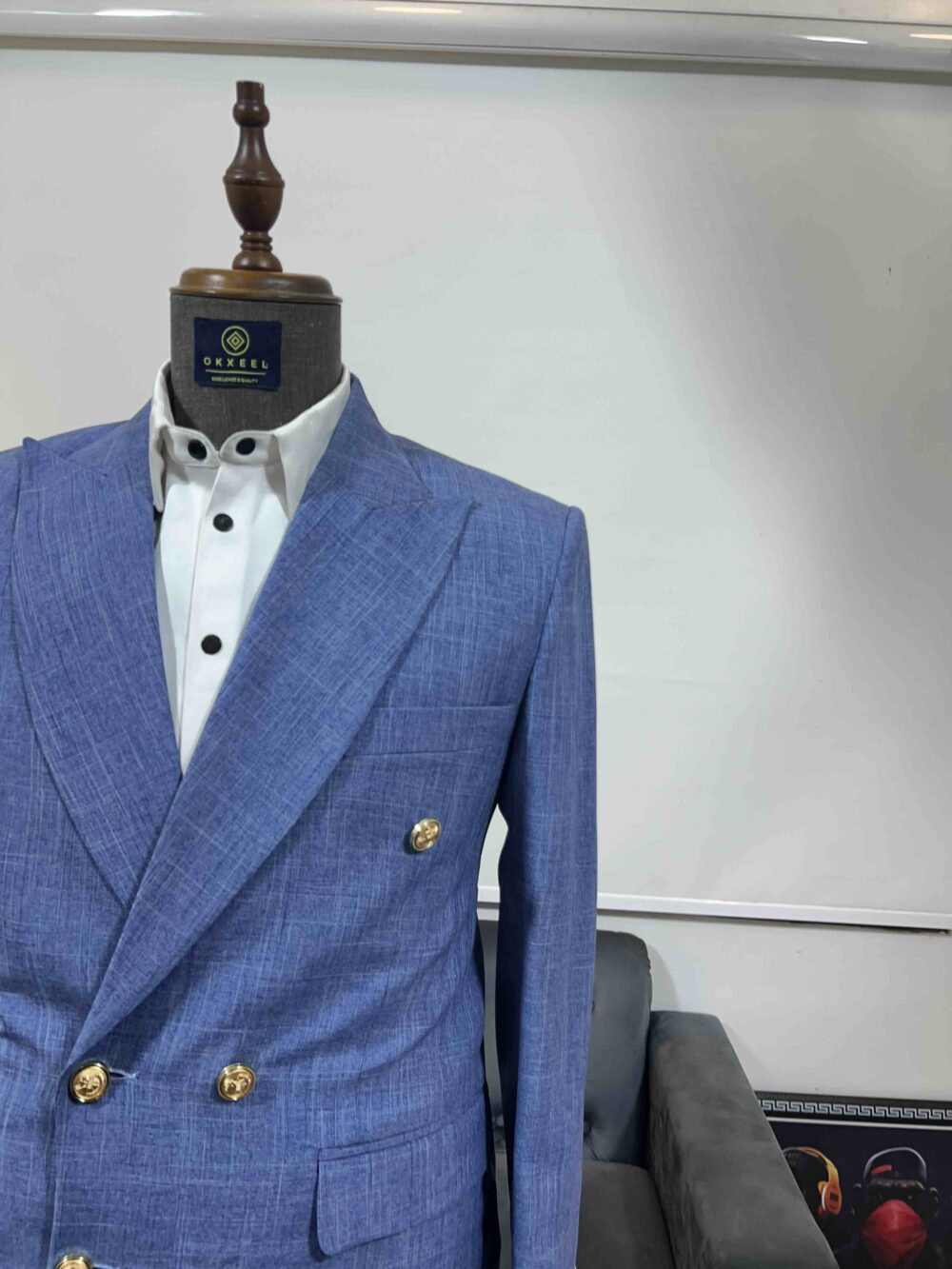 Powdered blue double breasted suit