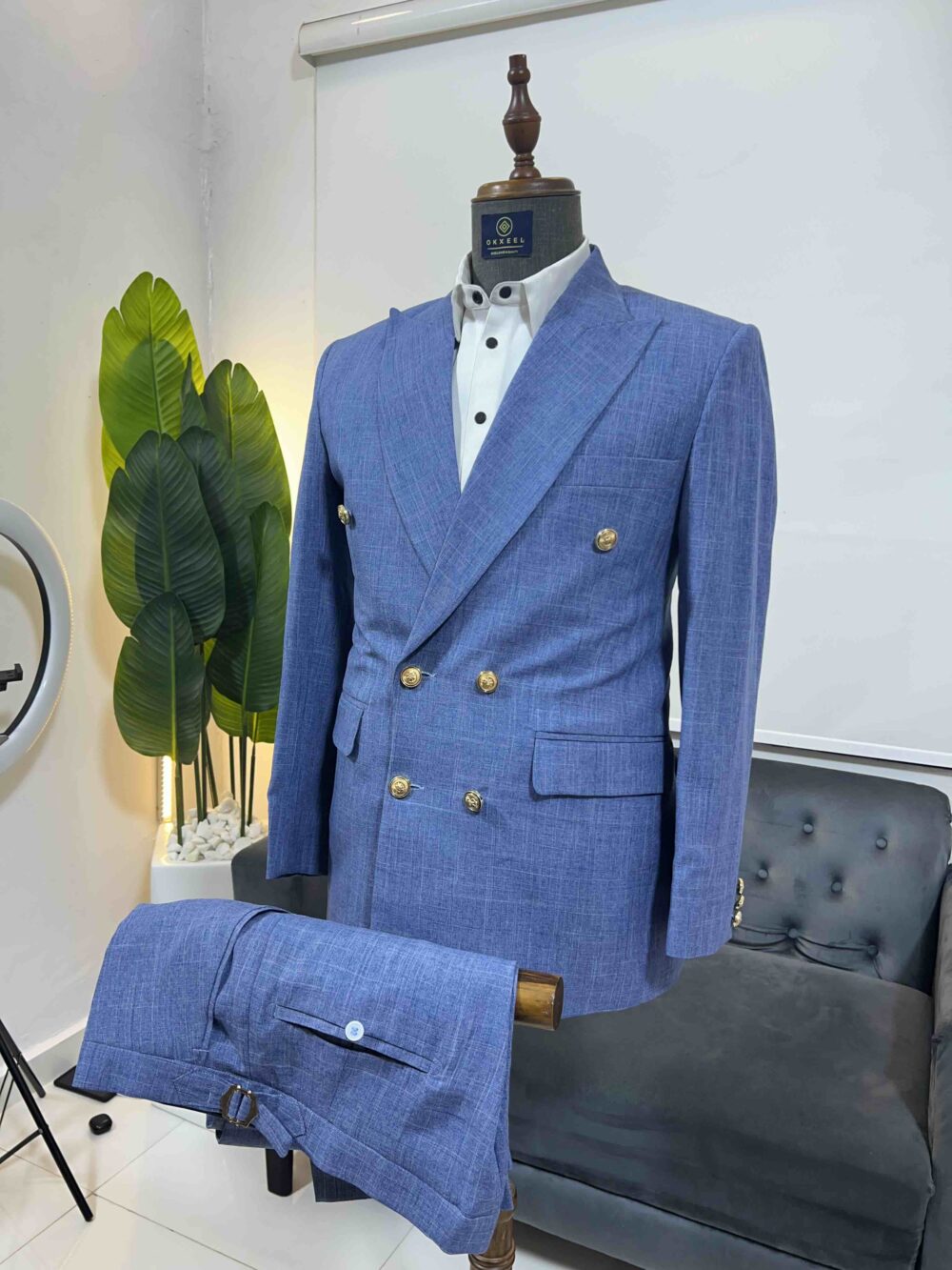 Powdered blue double breasted suit