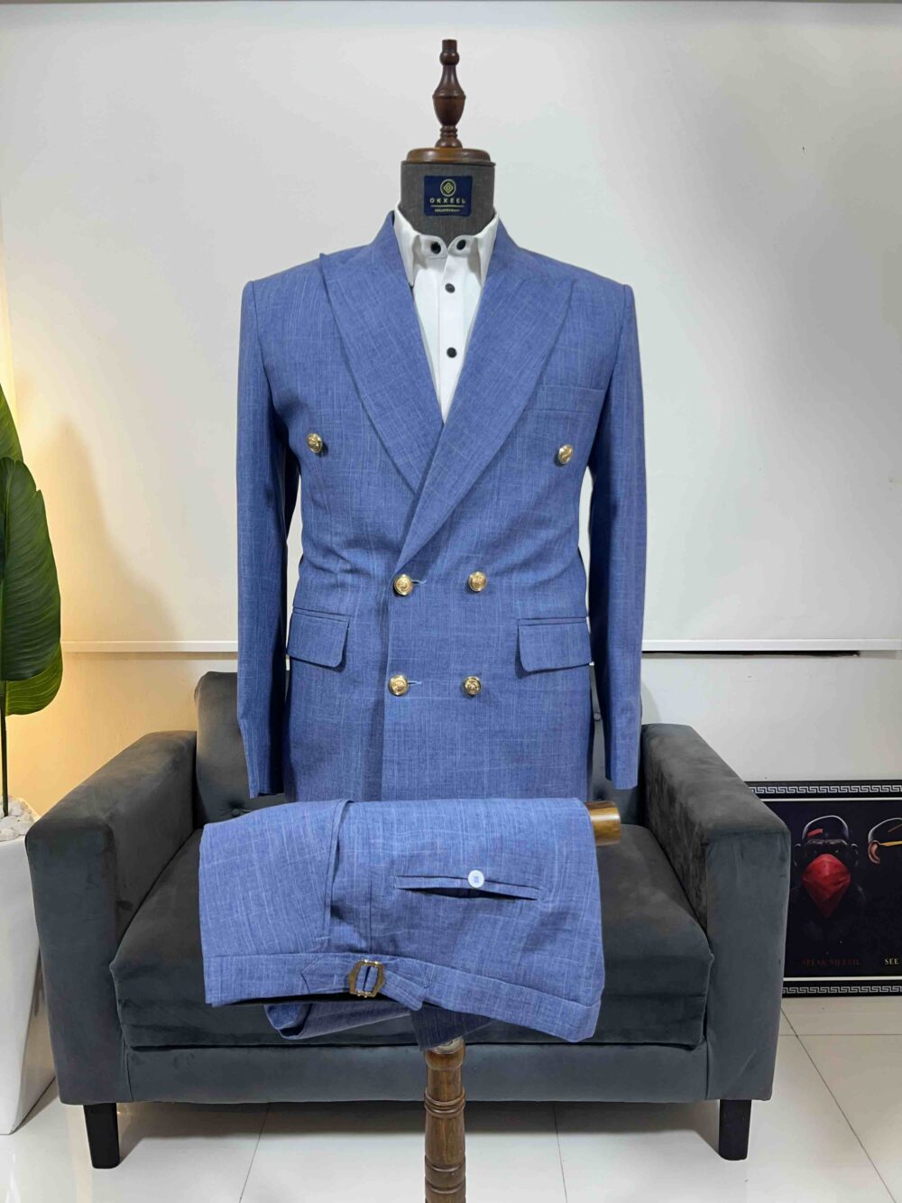 Powdered blue double breasted suit