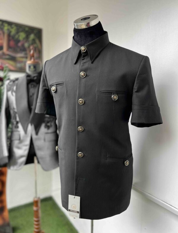 Black four pockets French safari suit