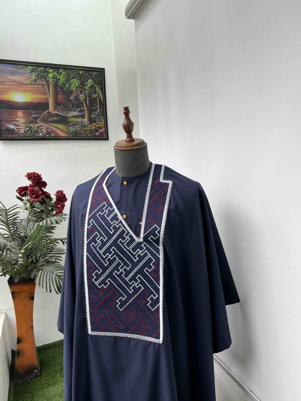 Blue-black embroidered Agbada