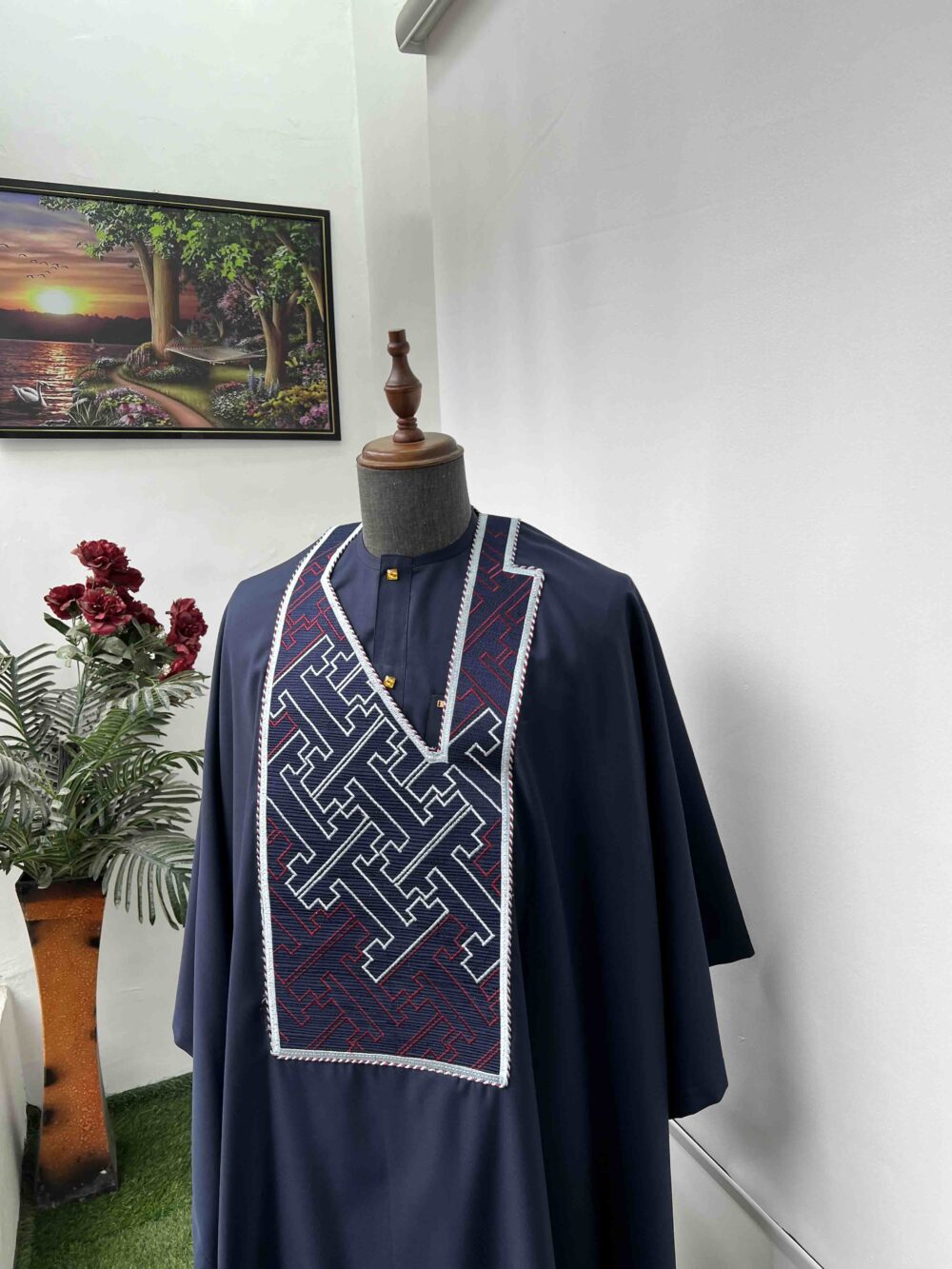 Blue-black embroidered Agbada