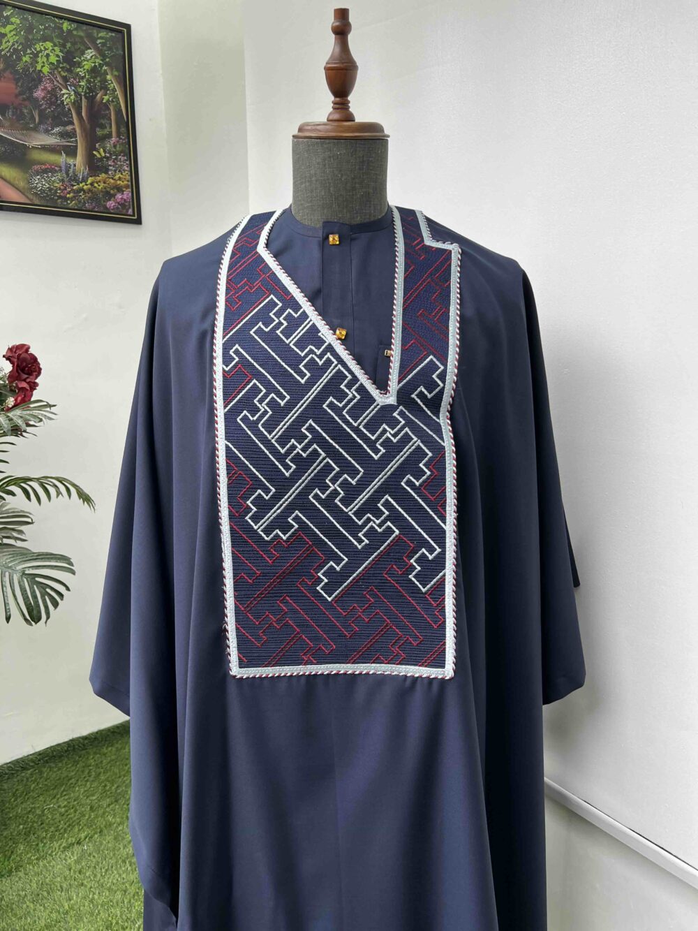 Blue-black embroidered Agbada