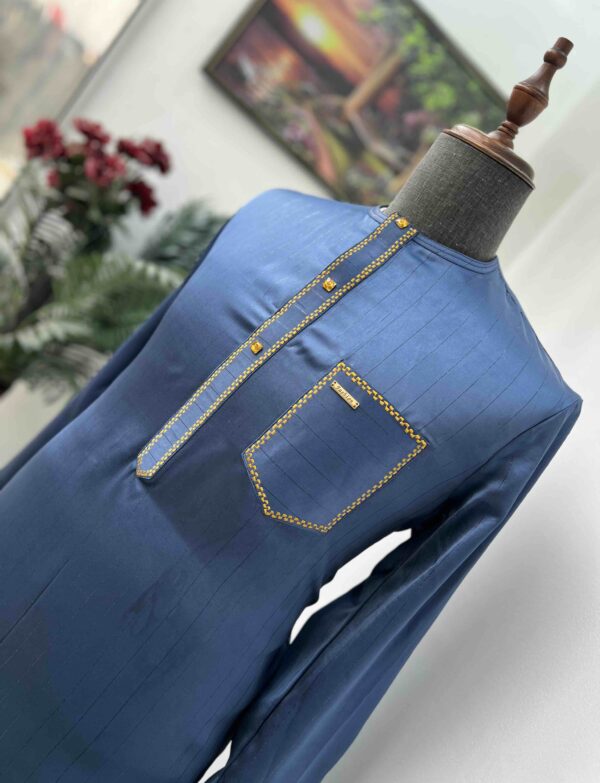 Navy blue golden embroidered kaftan