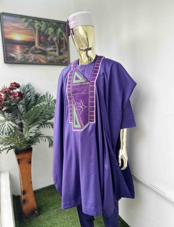 Purple embroidered Agbada