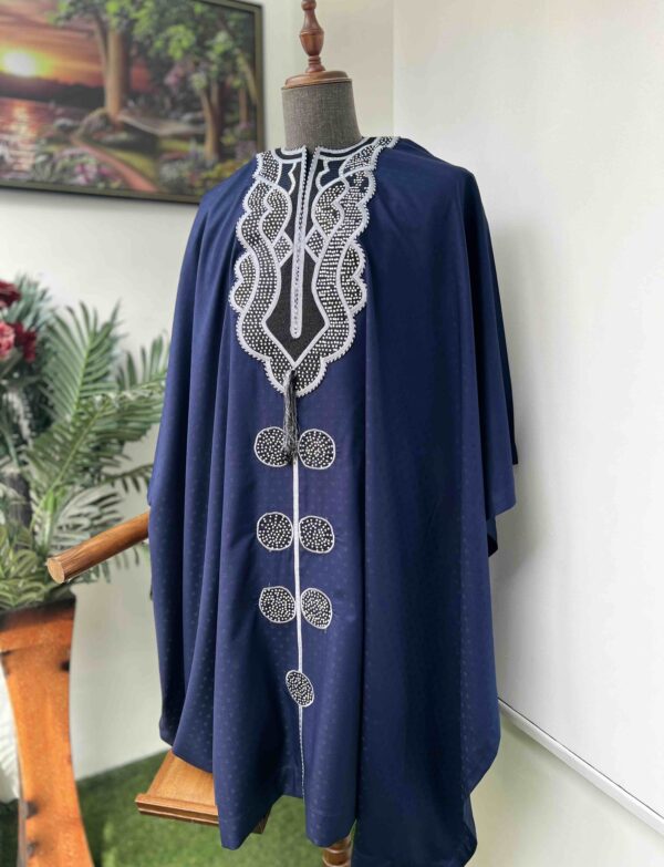 Navy blue embroidered and stoned Agbada