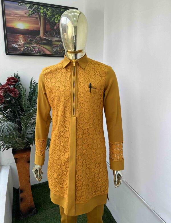 Mustard Yellow laced kaftan