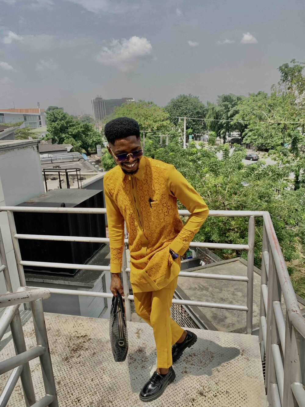 Mustard Yellow laced kaftan