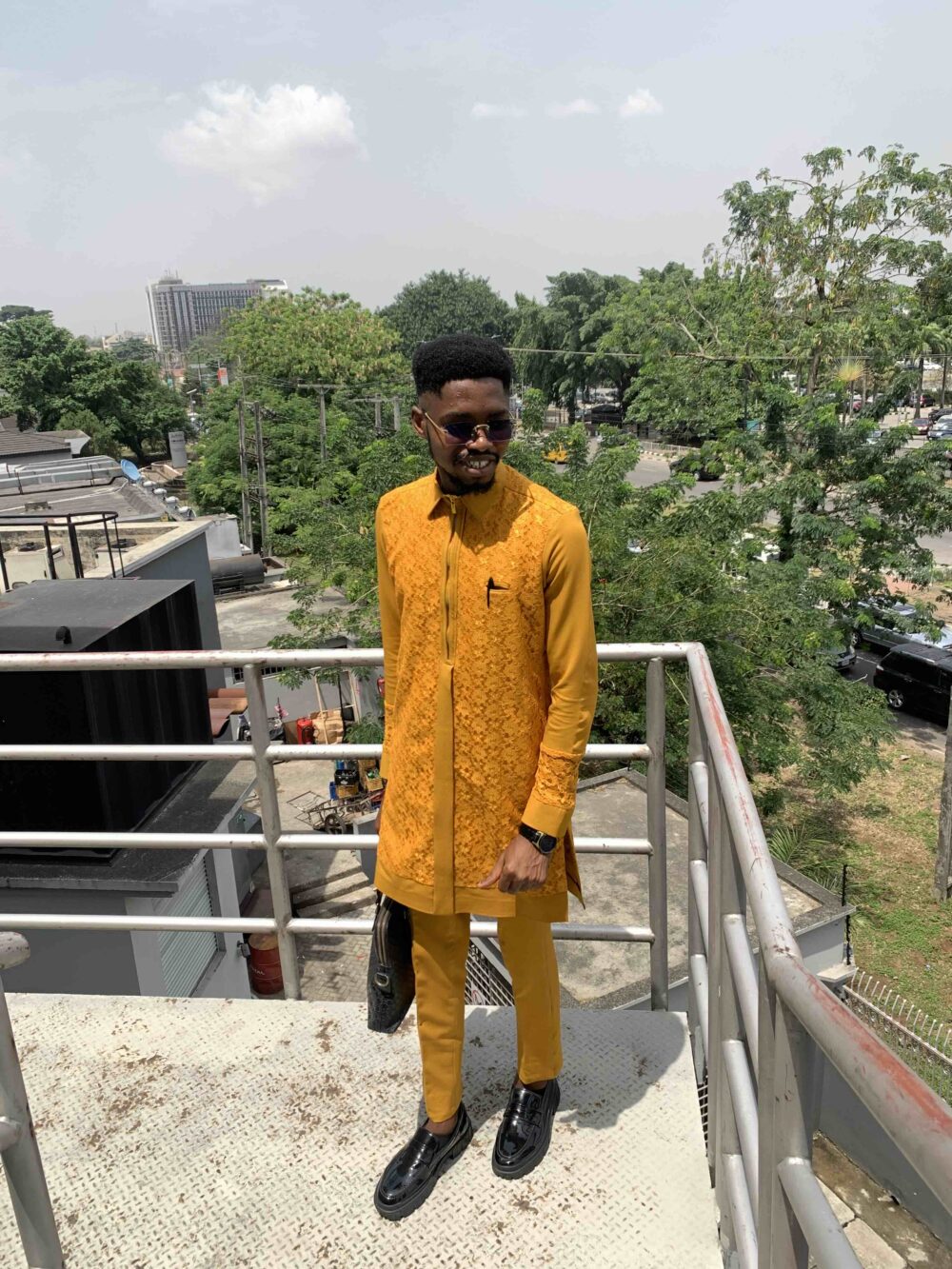 Mustard Yellow laced kaftan