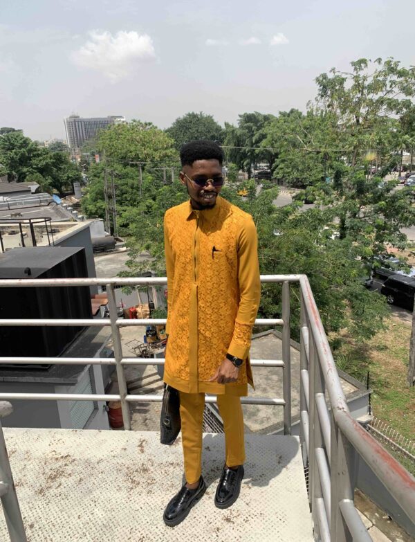 Mustard Yellow laced kaftan